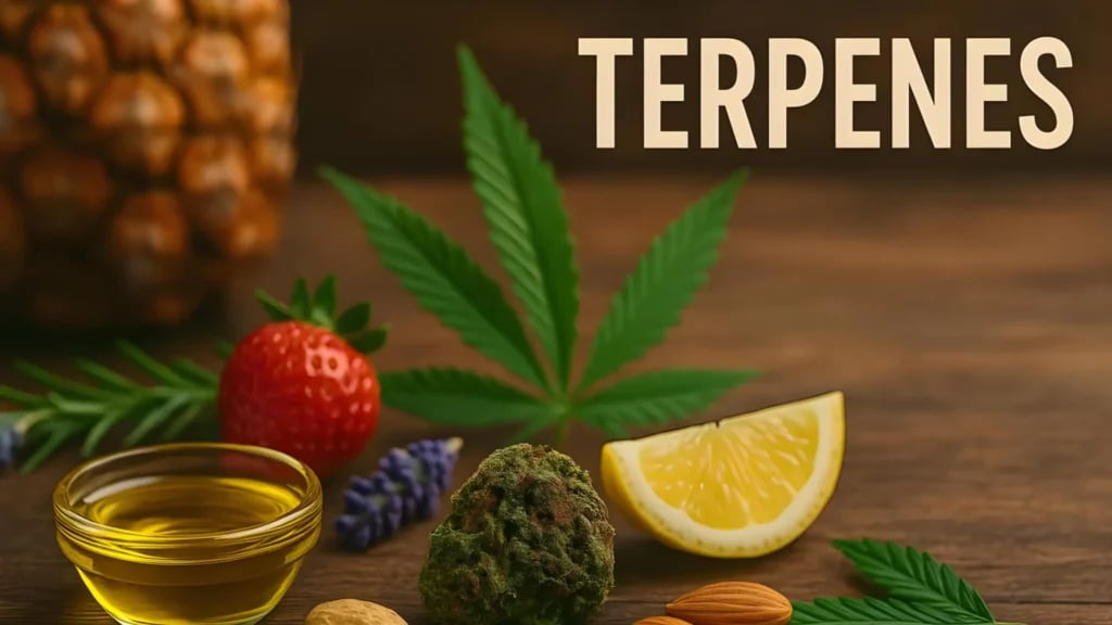 Lemon, lavender, strawberry, cannabis, and pineapple are all sources of terpenes in holistic aromatherapy