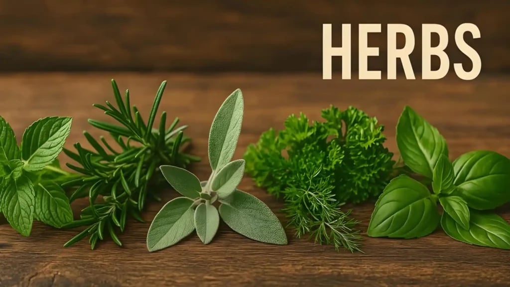 Fresh mint, rosemary, sage, parsley, and basil herbs - all part of holistic aromatherapy.