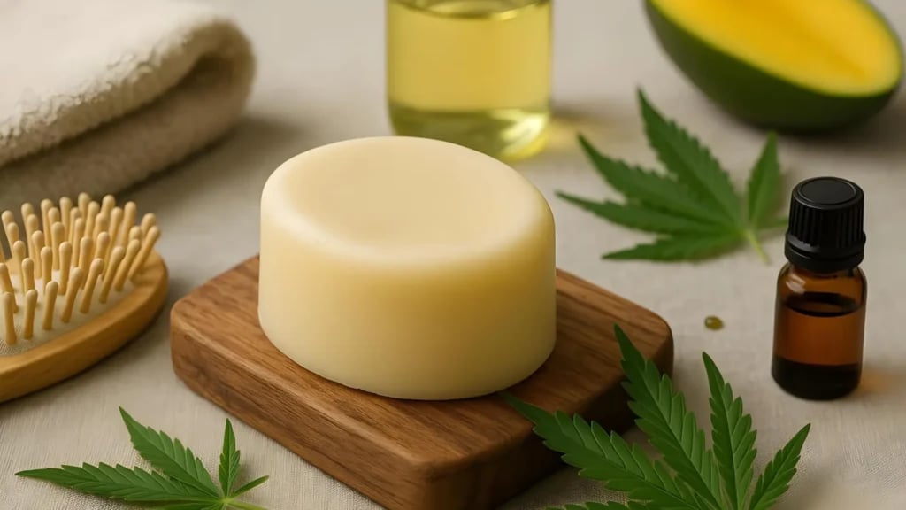 A conditioning lotion bar made with cannabis-infused avocado oil.