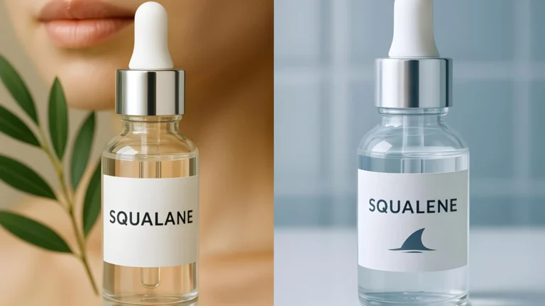 A bottle of squalane and a bottle of squalene.