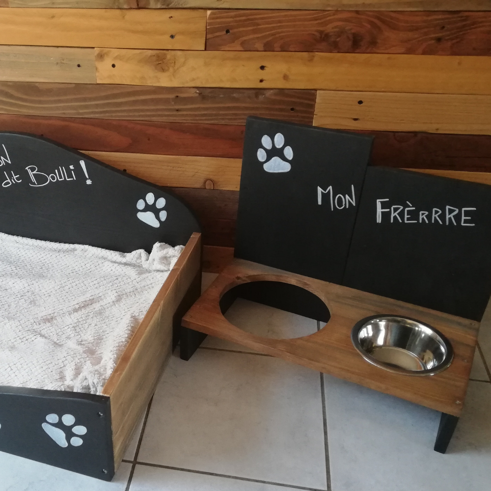 support-porte-gamelle-chien-chat-animaux-bois-personnalisé-artisanal support-porte-gamelle-chien-chat-animaux-bois-personnalisé-artisanal