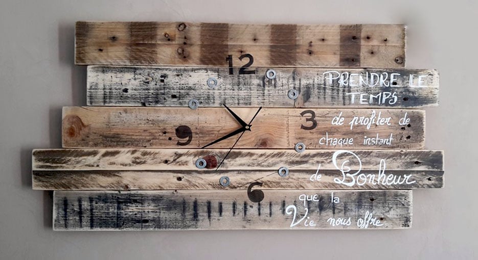 horloge-murale-bois-décoration-personnalisé-artisanal-citation-naturel--pendule-industriel