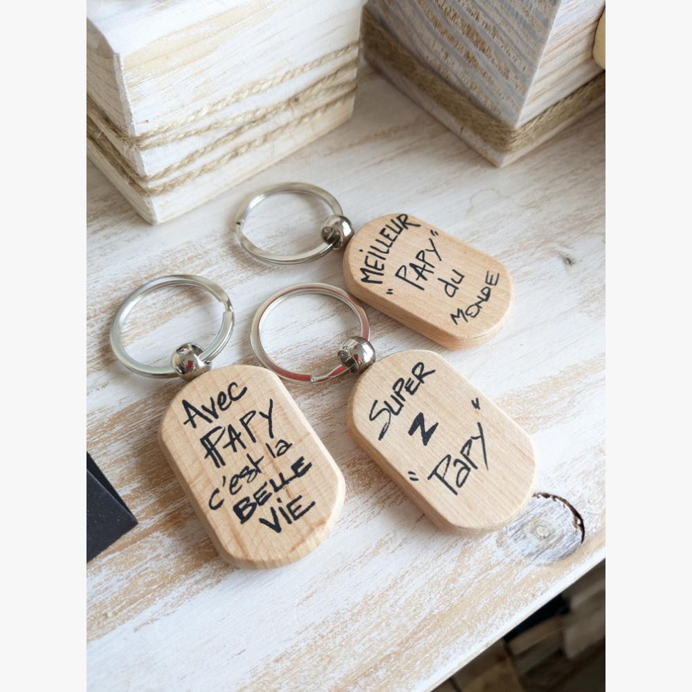 Porte-clés en bois gravés pour grand-père