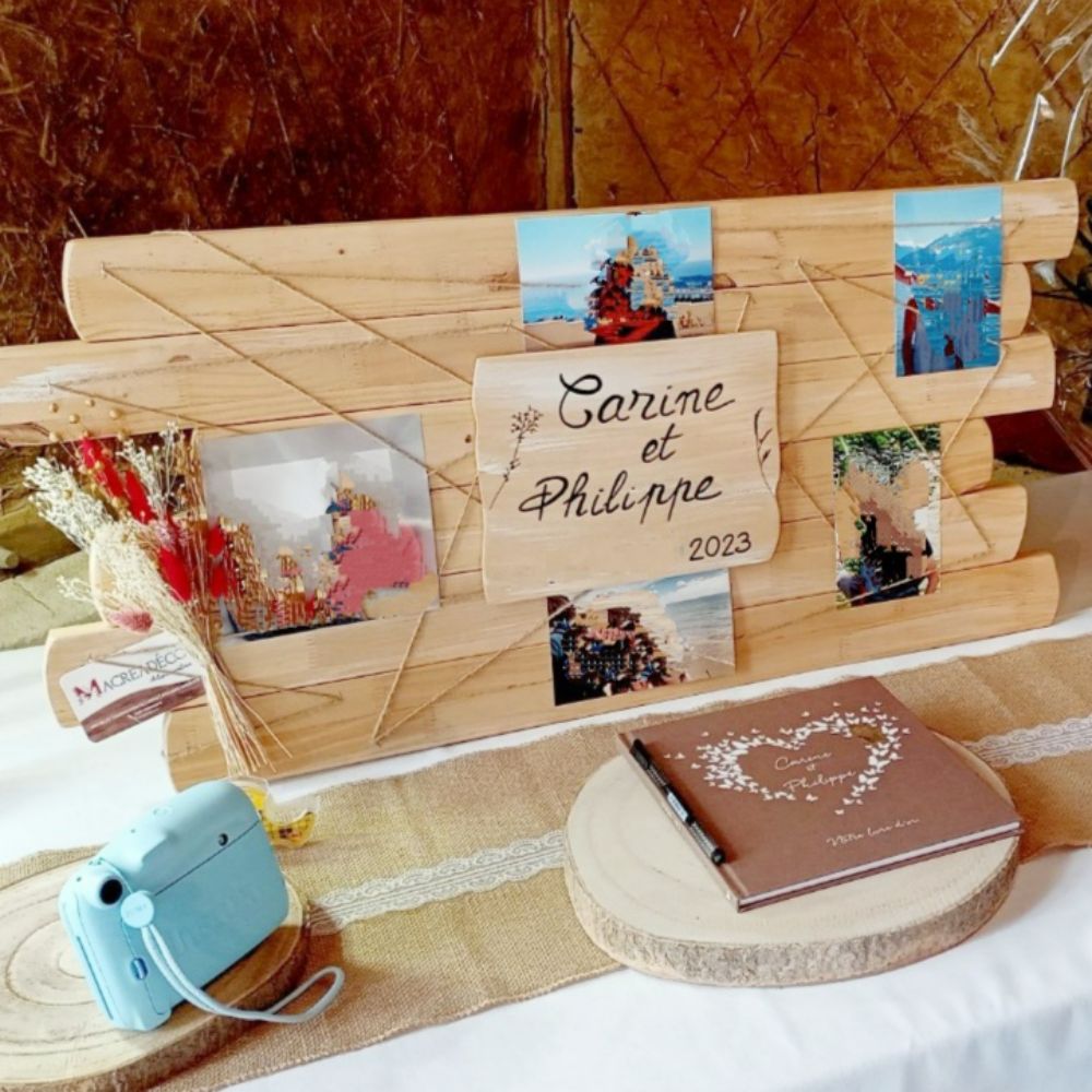 tableau-pele-mele-photo-mariage-bois-fleurs-séchées-personnalisé-décoration-artisanal-murale tableau-pele-mele-photo-mariage-bois-fleurs-séchées-personnalisé-décoration-artisanal-murale