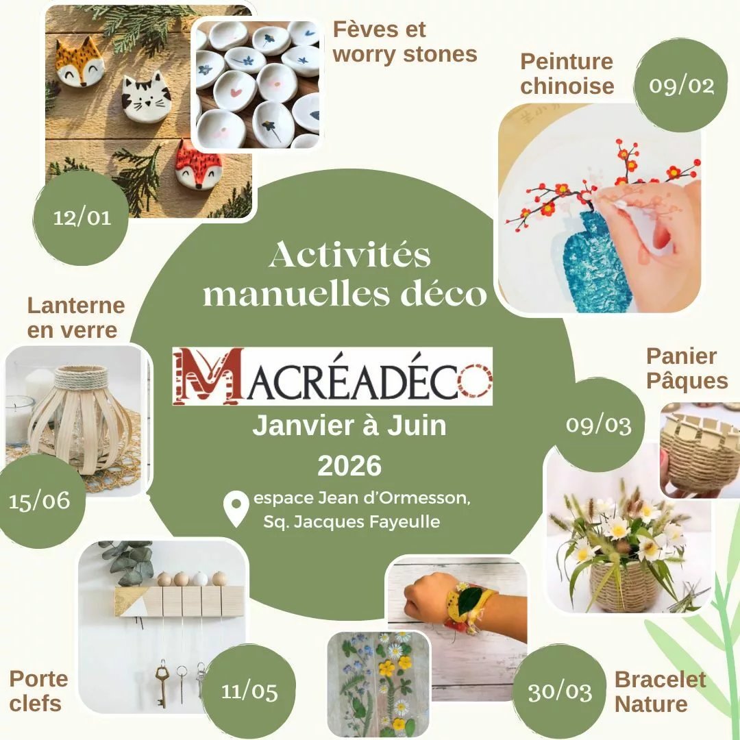2025-2026 MARQUISE Calendrier d'activités manuelles déco Janvier-Juin 2026.