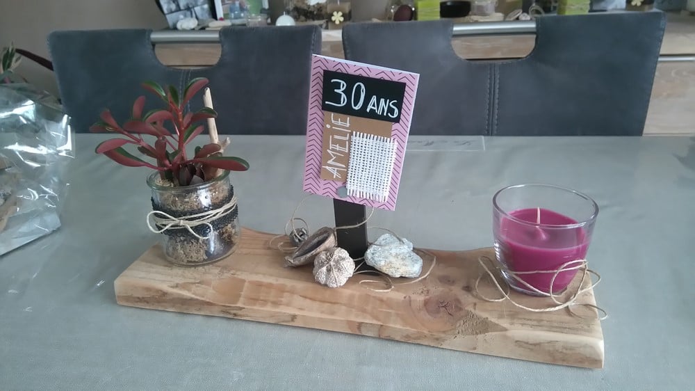 plateau-planche-bougie-bougeoir-fleur-table-d&eacute;coration-cadeau-bois-personnalis&eacute;-artisanal