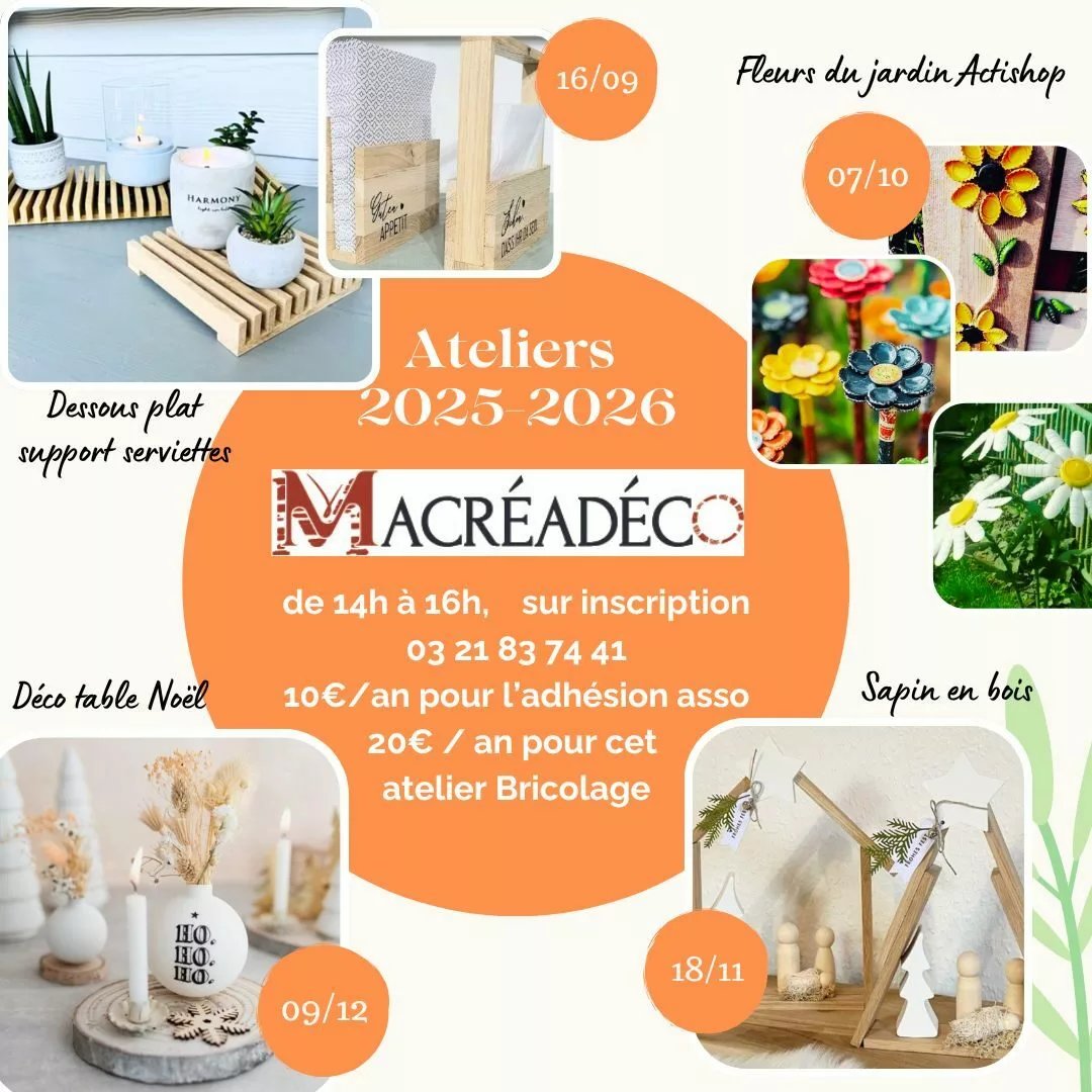 Affiche ateliers bricolage Macréadéco 2025-2026.