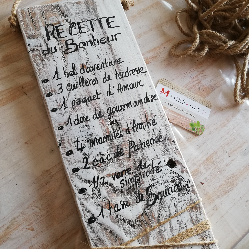 pancarte-plaque-décoration-recette-bonheur-maison-cadeau-bois-personnalisé-artisanal pancarte-plaque-décoration-recette-bonheur-maison-cadeau-bois-personnalisé-artisanal