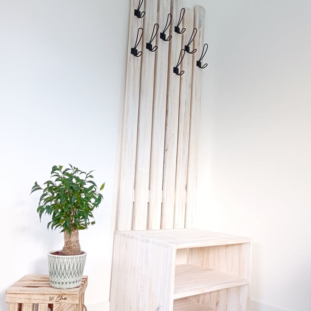 porte-crochet-manteau-patère-mural-caisson-chaussure-bois-sur-mesure-artisanal
