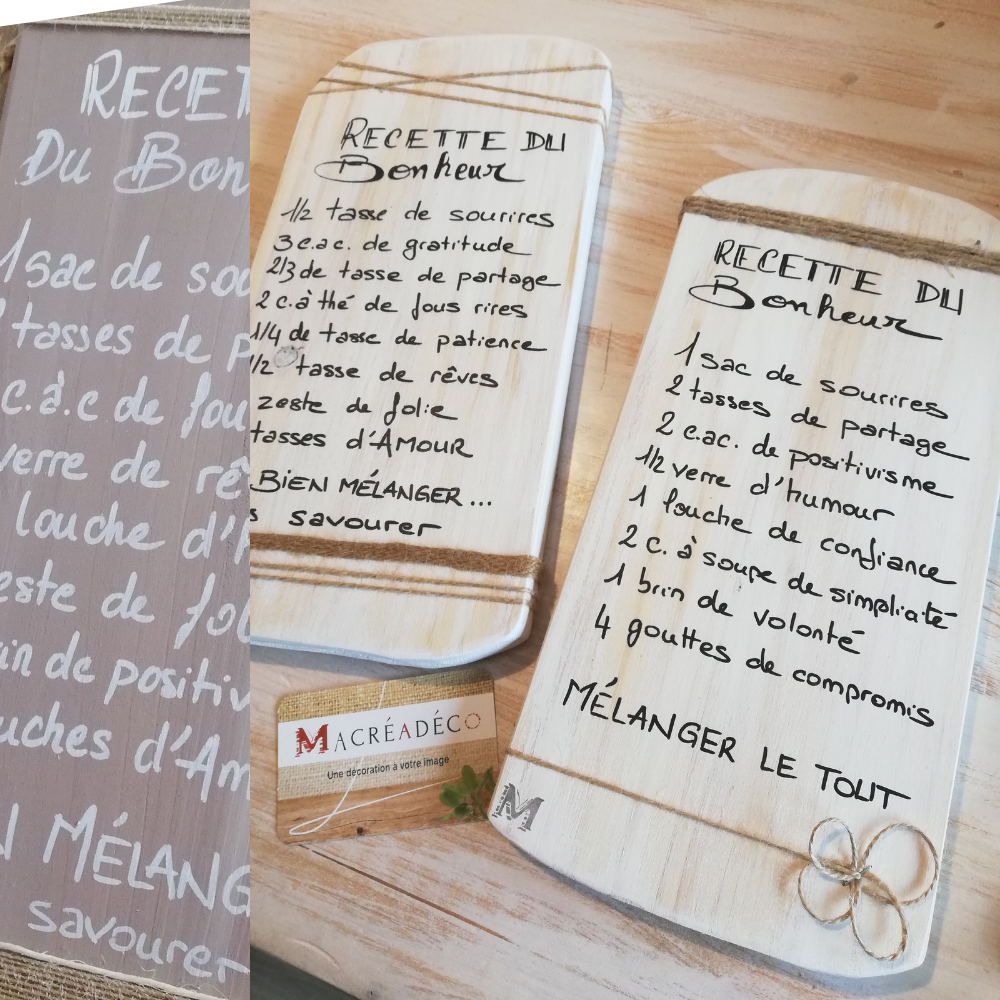 citation-recette-bonheur-tableau-famille-valeur-deco-bois-cadeau (5) plaque-pancarte-panneau-murale-citation-message-bois-personnalisé-cadeau-artisanal