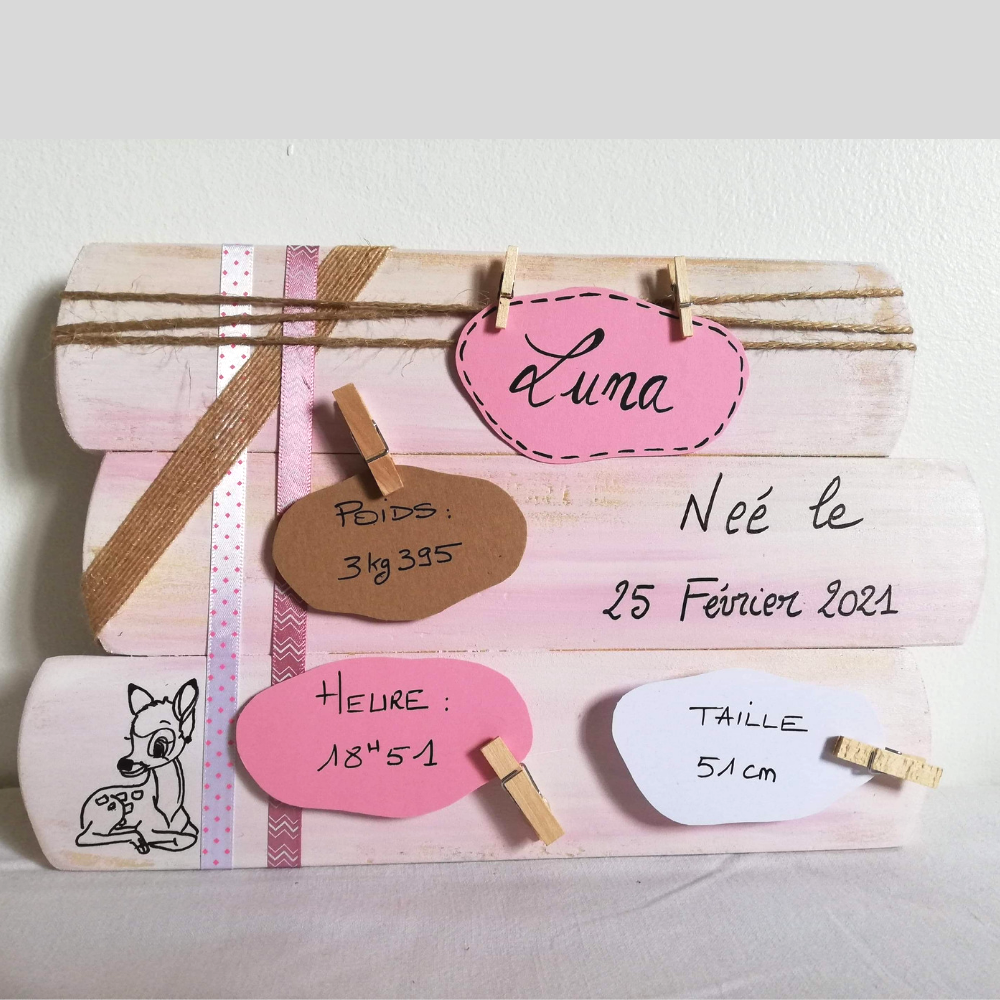 tableau-bois-cadeau-naissance-bébé-personnalisé-décoration-chambre-artisanal tableau-bois-cadeau-naissance-bébé-personnalisé-décoration-chambre-artisanal