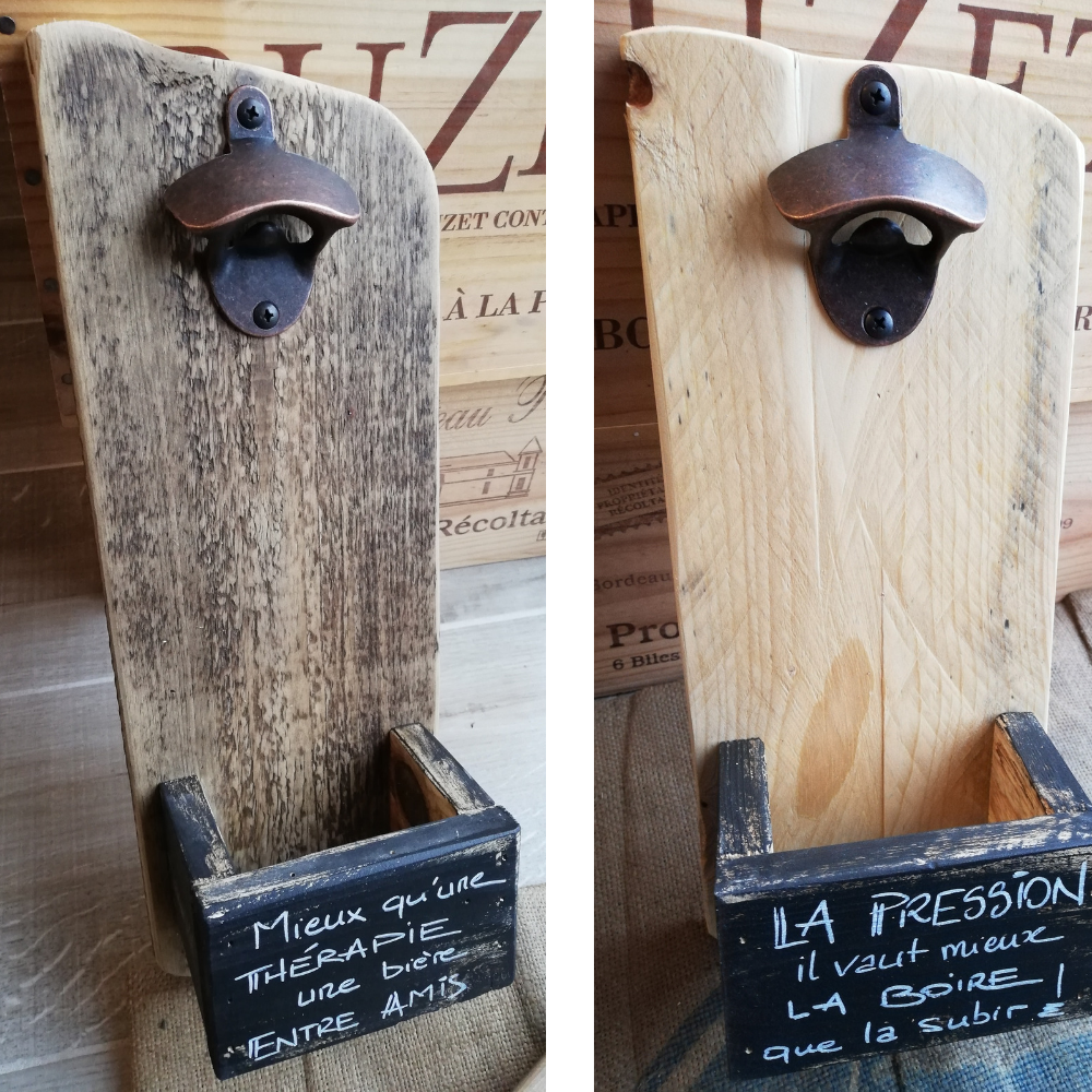 décapsuleur-ouvre-cannette-bière-mural-bois-artisanal-personnalisé décapsuleur-ouvre-cannette-bière-mural-bois-artisanal-personnalisé-apéro