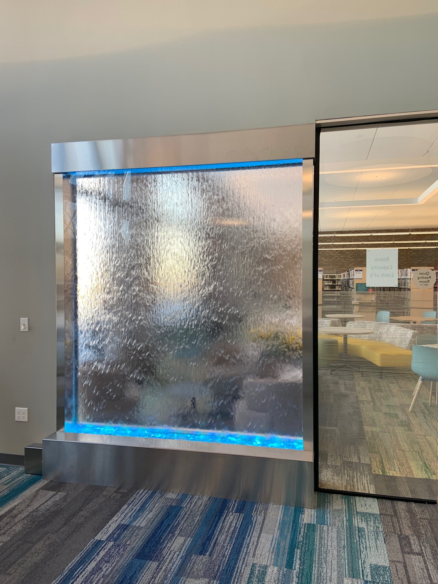 Enclosed Water Falls 15 Enclosed Water Wall at Carol Stream Public Library rotated