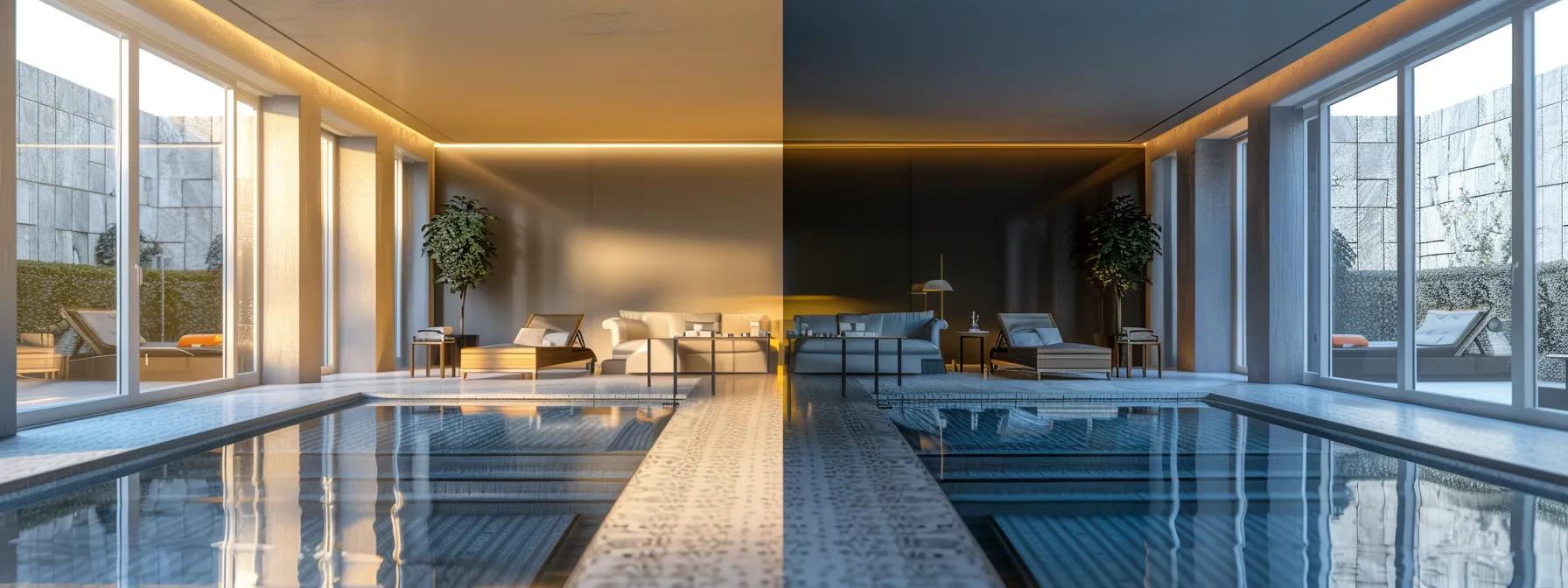 Enhance Your Home: The Art of Water Wall Design 1 an elegant and sleek infinity pool seamlessly incorporated into a small indoor space, surrounded by modern decor and strategic lighting.