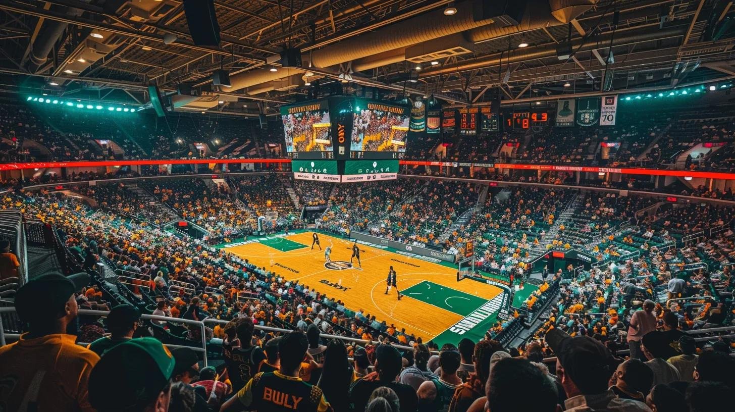 Innovative Bubble Wall Designs for Any Environment 7 a vibrant, dynamic scene of a packed college basketball arena buzzing with energy, showcasing the south florida bulls competing fiercely on the court, illuminated by bright arena lights and filled with passionate fans wearing team colors, symbolizing the team's resurgence and community support.