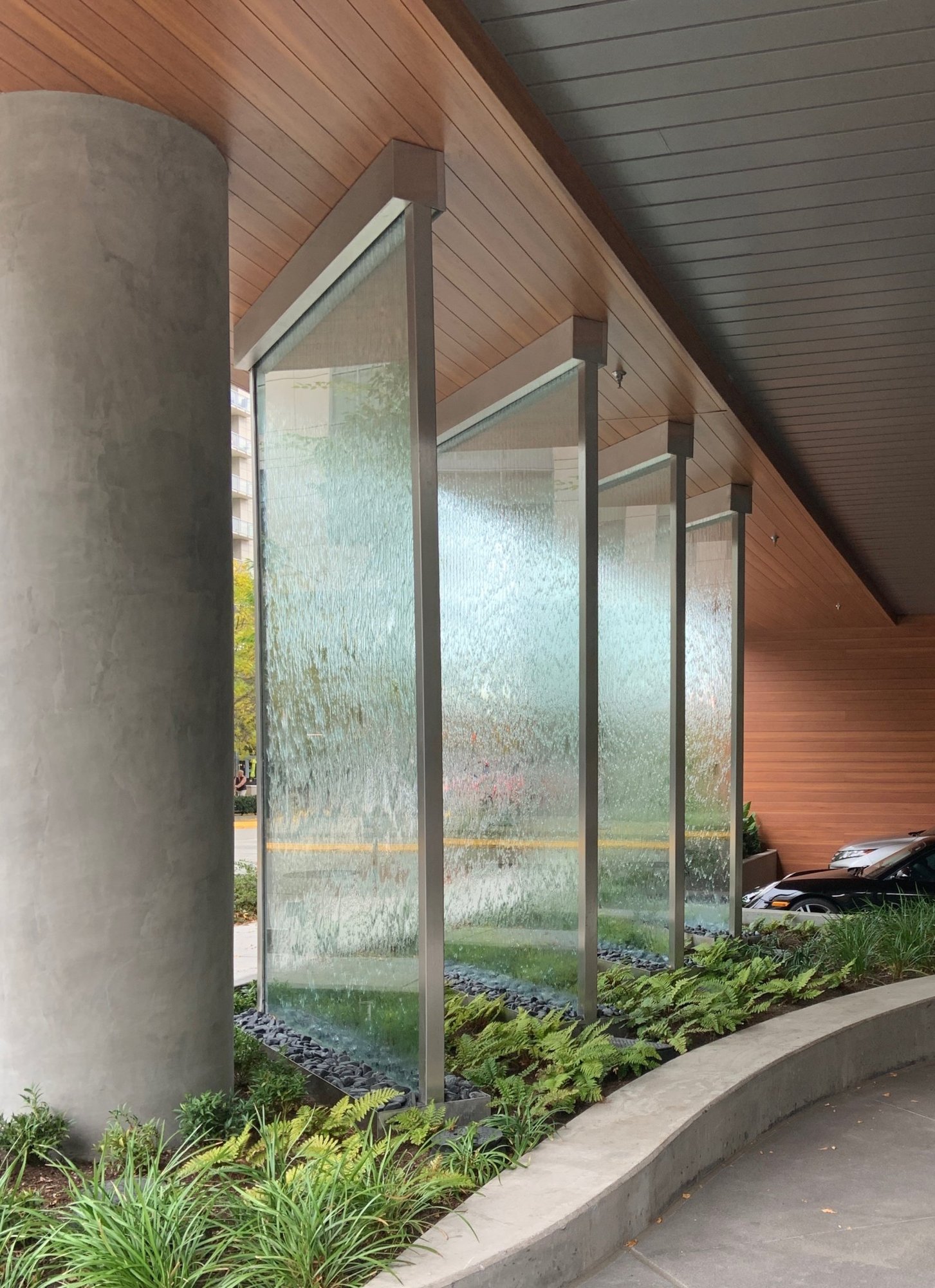 Galleries 72 Water Wall; Glass, Hilton Garden Inn, Bellevue, WA