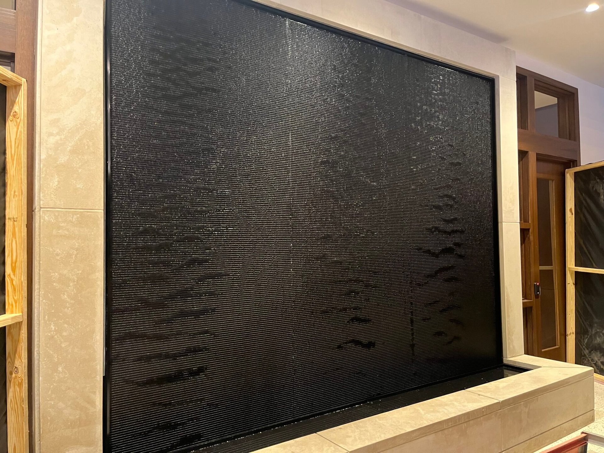 Black Scored Acrylic Water Wall with Reflection Pool For Montgomery Bell Academy in Nashville, Tennessee Black Scored Acrylic Water Wall with Reflection Pool For Montgomery Bell Academy in Nashville, Tennessee