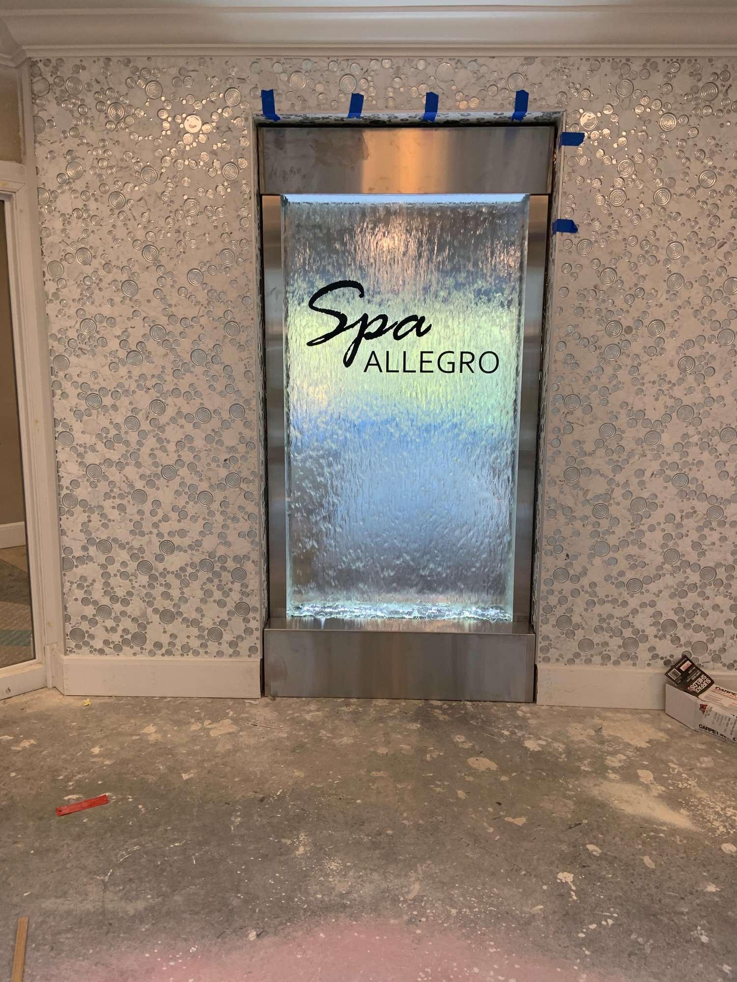 Enclosed Water Falls 14 Enclosed Water Wall at Spa Allegro at Allegro Senior Living in Harrington Park New Jersey rotated