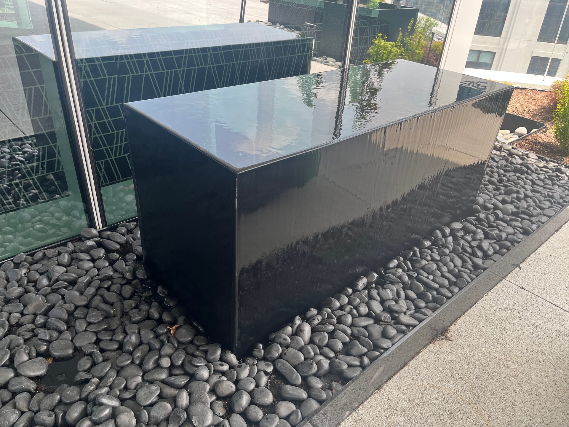 Specialty Fountains 27 Outdoor Fountain Overflowing Rectangle Cube for Pinnacle Financial Tower in Nashville Yards Tennessee