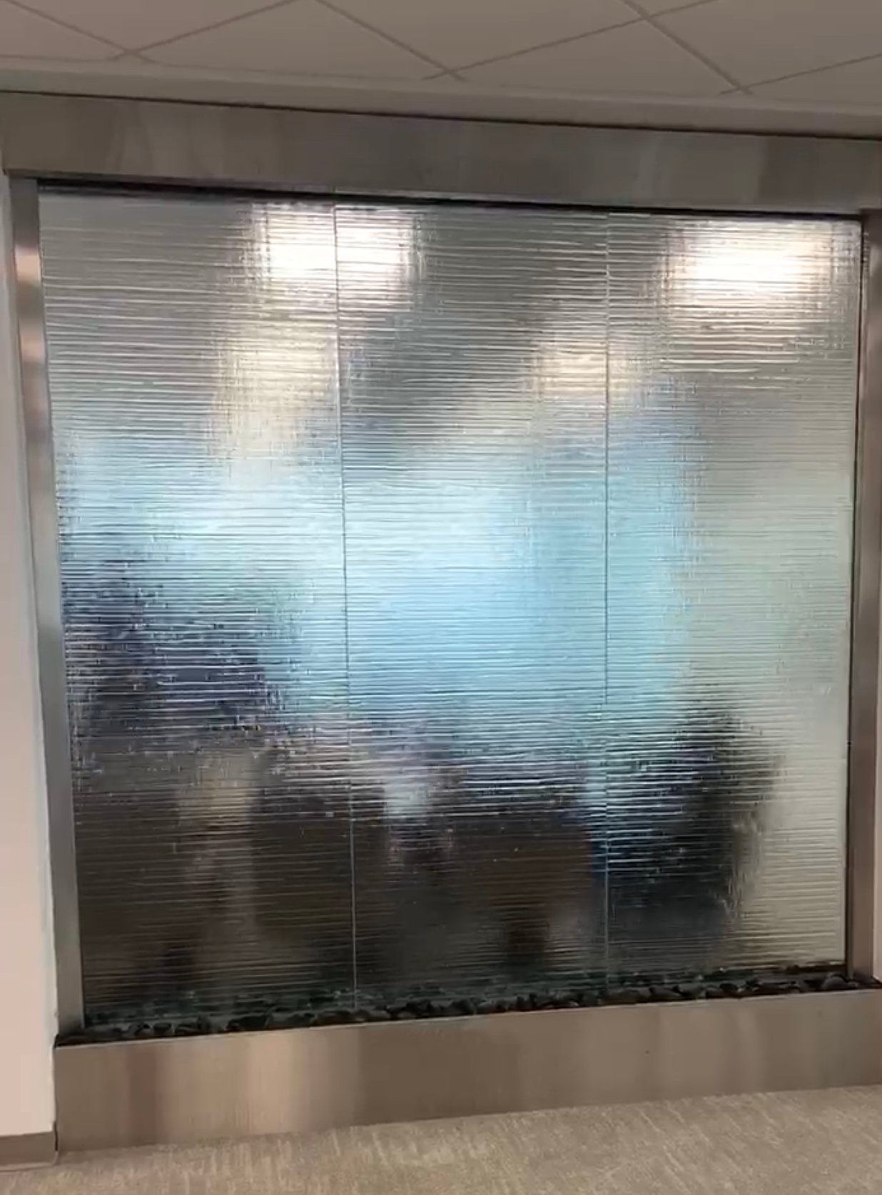 Glass Water Features 35 Textured CUSTOM Glass for Serenity Health Clinic in Lehi Utah