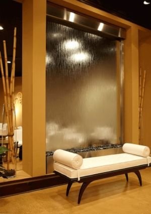 Stainless Steel Water Features 13 Hotel Lobby Glass and Stainless Water Wall
