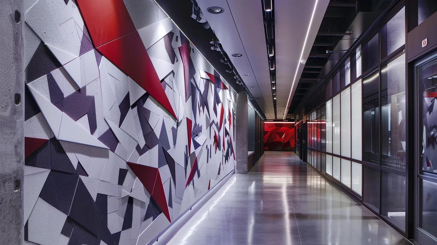 Optimize Your Space With Wall to Wall Storage Solutions 3 a compact urban hallway featuring a striking 3d wall panel adorned with an abstract mural, seamlessly integrating recessed storage compartments that enhance both functionality and visual appeal in a creatively designed space.