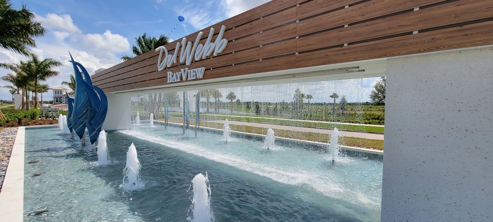 Galleries 66 Rain Curtain; Freefalling Water Outdoor Fountain, Del Webb Bay View, FL