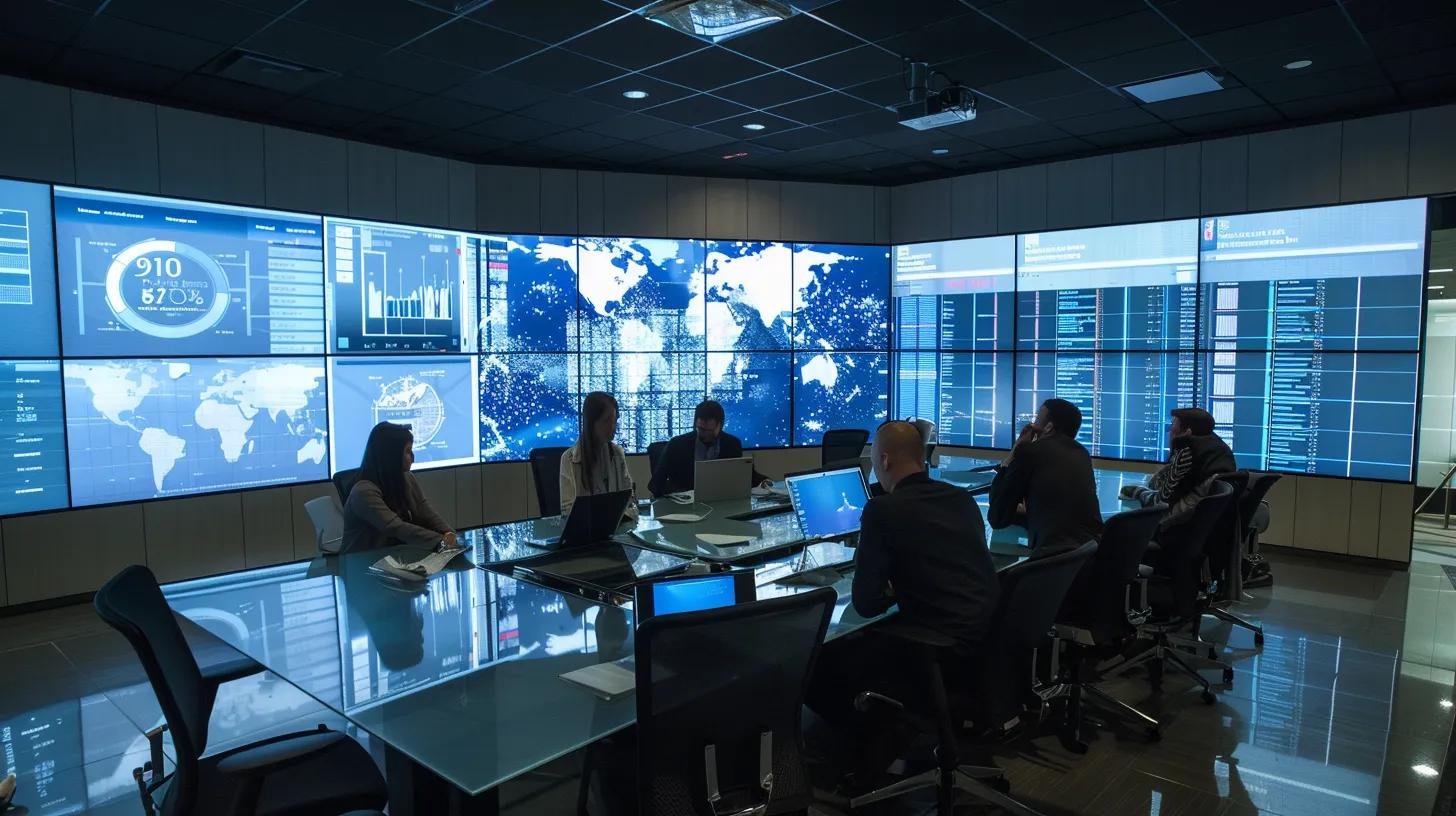 Identifying the Reasons Behind a Bubble on Wall 7 a modern office conference room features a sleek glass table surrounded by professionals analyzing intricate charts and tables on large monitors, displaying detailed metrics on moisture levels, repair methods, and effectiveness of strategies for preventing wall bubbles.