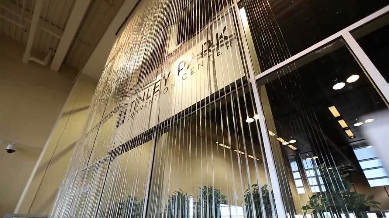 Video Rain Curtain Custom Water Feature Waterfall at Tinley Park Convention Center Video Rain Curtain Custom Water Feature Waterfall at Tinley Park Convention Center