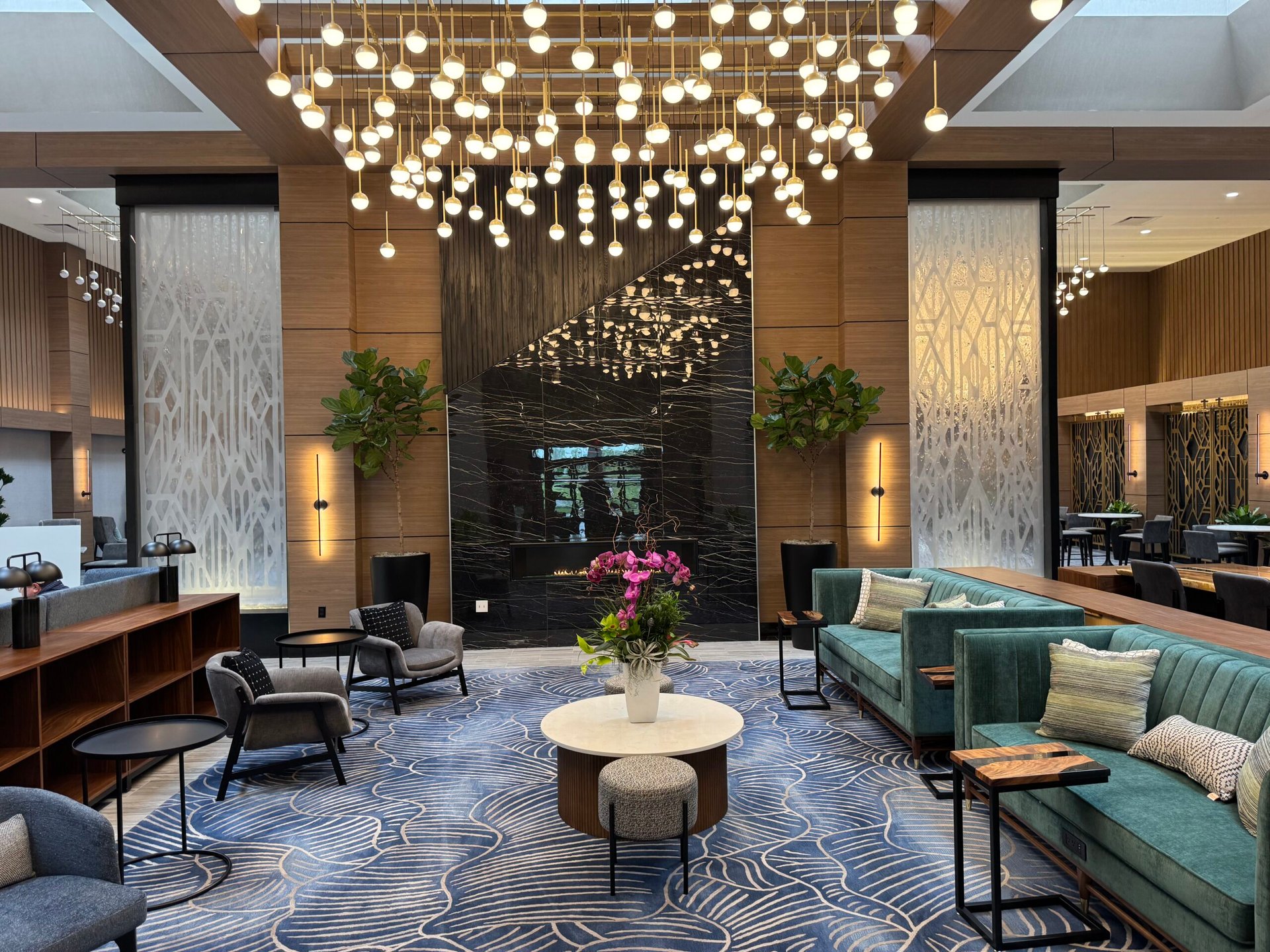 Enclosed Sealed Water Wall with Etched Pattern Logo for Chicago Marriott Northwest in Hoffman Estates, Illinois 2