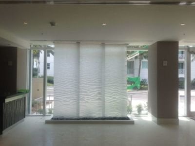 Stainless Steel Water Features 12 Stainless Mesh Water Wall at Residence Inn by Marriott in Surfside Miami Beach Florida