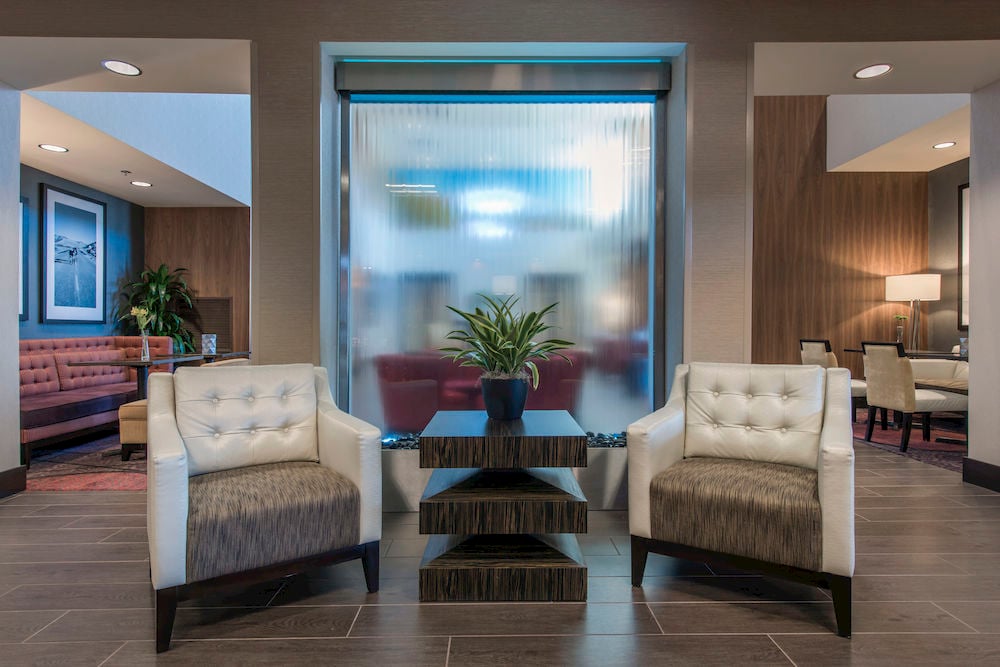 Glass Water Features 49 Glass and Stainless Water Wall at Hampton Inn Suites Tempe Arizona 2