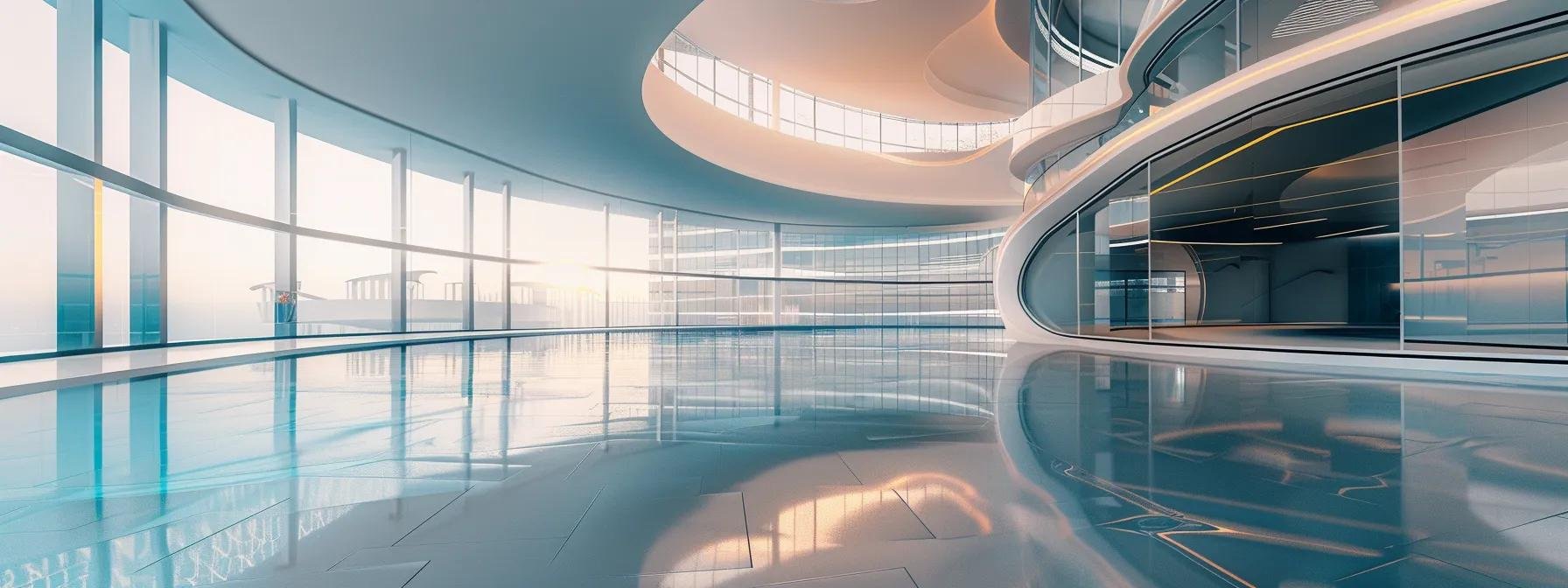 Enhance Your Home: The Art of Water Wall Design 4 a modern, sleek indoor infinity pool surrounded by glass walls in a space-efficient luxury residence.