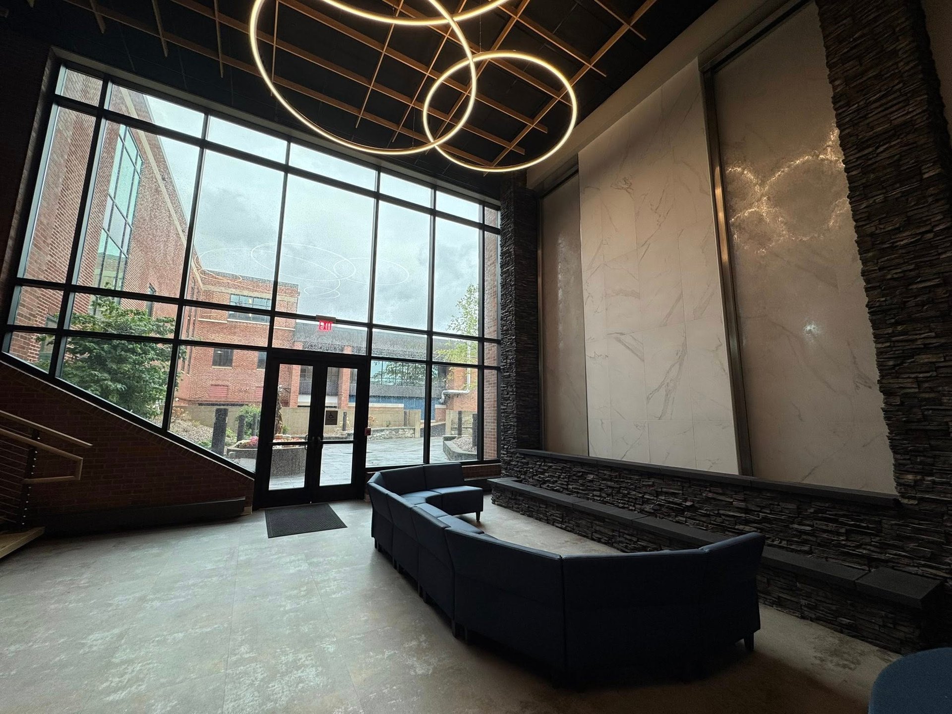 Glass Acrylic Water Wall with Stainless Steel Frame for Centre County Community Services Building in Bellefonte, PA 6 Glass Acrylic Water Wall with Stainless Steel Frame for Centre County Community Services Building in Bellefonte, PA 6