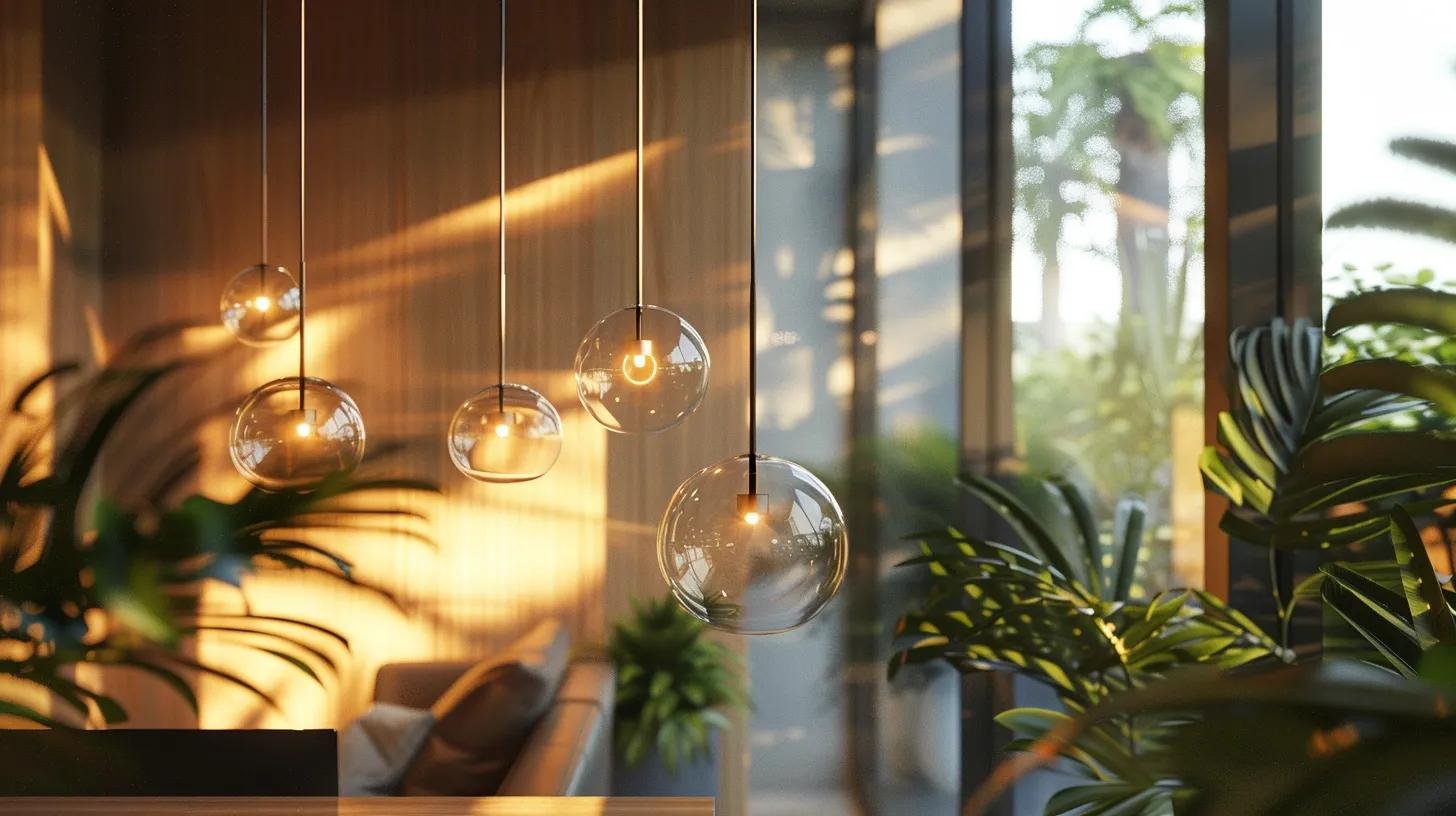 Embrace Bubble Light Trends for Cheerful Decor 8 a modern office space showcases an elegant bubble light installation, seamlessly integrated into sleek architectural features, highlighting premium materials and sophisticated control systems against a backdrop of stylish decor and ambient lighting.