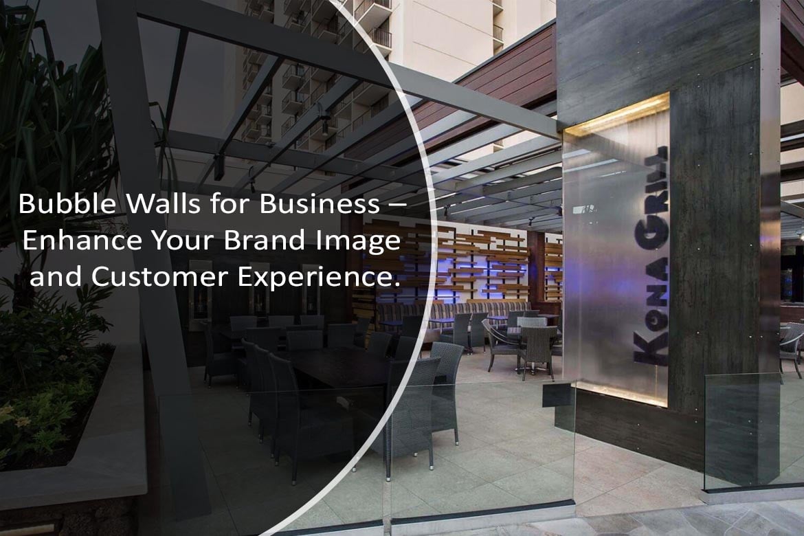 Bubble wall installation at a commercial space, showcasing modern design elements and seating arrangements, emphasizing customer experience and brand enhancement.