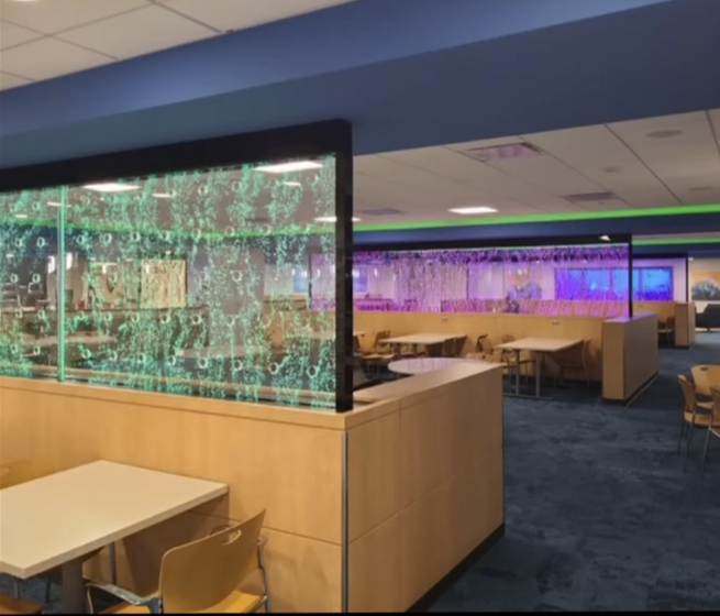 Rod Style Swirley Bubble Wall for Advent Health Hospital Cafeteria, Orlando Florida Rod Style Swirley Bubble Wall for Advent Health Hospital Cafeteria, Orlando Florida