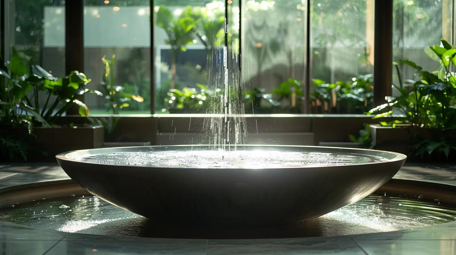 Indoor Fountain Water: Nurturing Calm and Comfort 6 a tranquil indoor space features a gracefully flowing fountain, surrounded by soft natural light and lush greenery, inviting serenity and mindfulness during meditation and yoga practices.