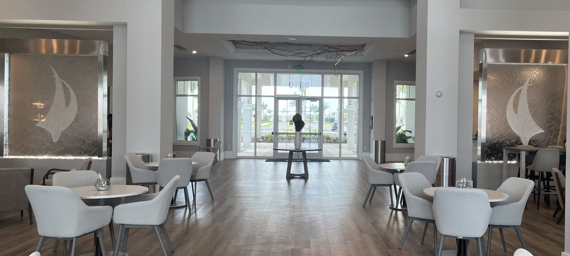 Enclosed Water Wall at Del Webb Bayview Club House in Florida Enclosed Water Wall at Del Webb Bayview Club House in Florida