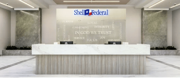 Frameless Glass Water Wall at Shell Federal Credit Union Headquerters in Deer Park Houston, Texas