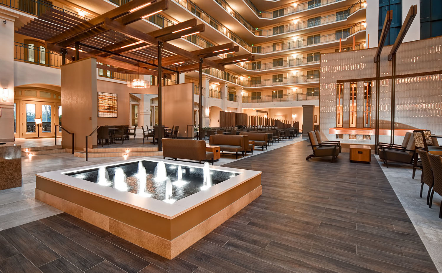 Reflection Pools & Fountains 13 Reflection Pool with Bubbler Jets and Copper Weir at Embassy Suites Milpitas California