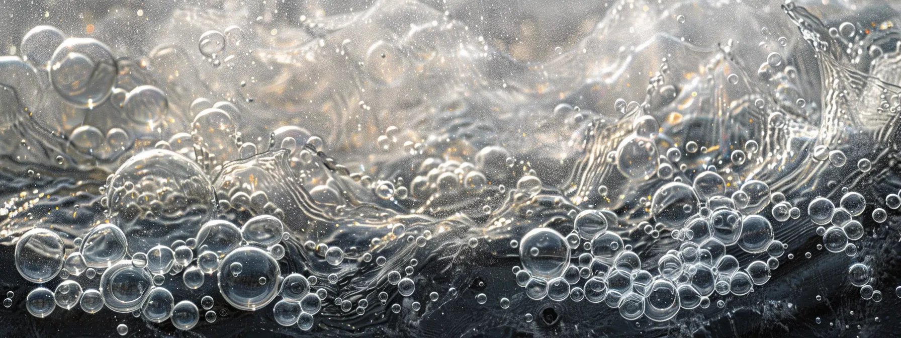 Bubbling water and clear bubbles creating a serene ambiance, showcasing a bubble fountain wall, highlighting the elegance and tranquility of indoor water features.