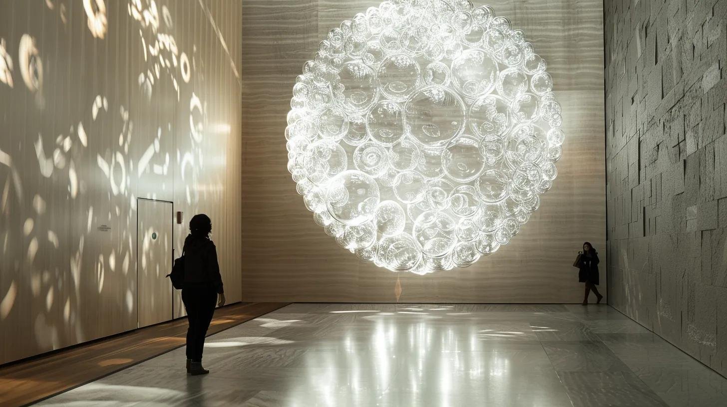 The Allure of a Bubble Wall Fish Tank in Interior Design 6 a sophisticated corporate lobby in chicago features a striking 10-foot bubble wall, elegantly illuminated, serving as both a calming focal point and a modern art installation that enhances the ambiance and promotes employee well-being.