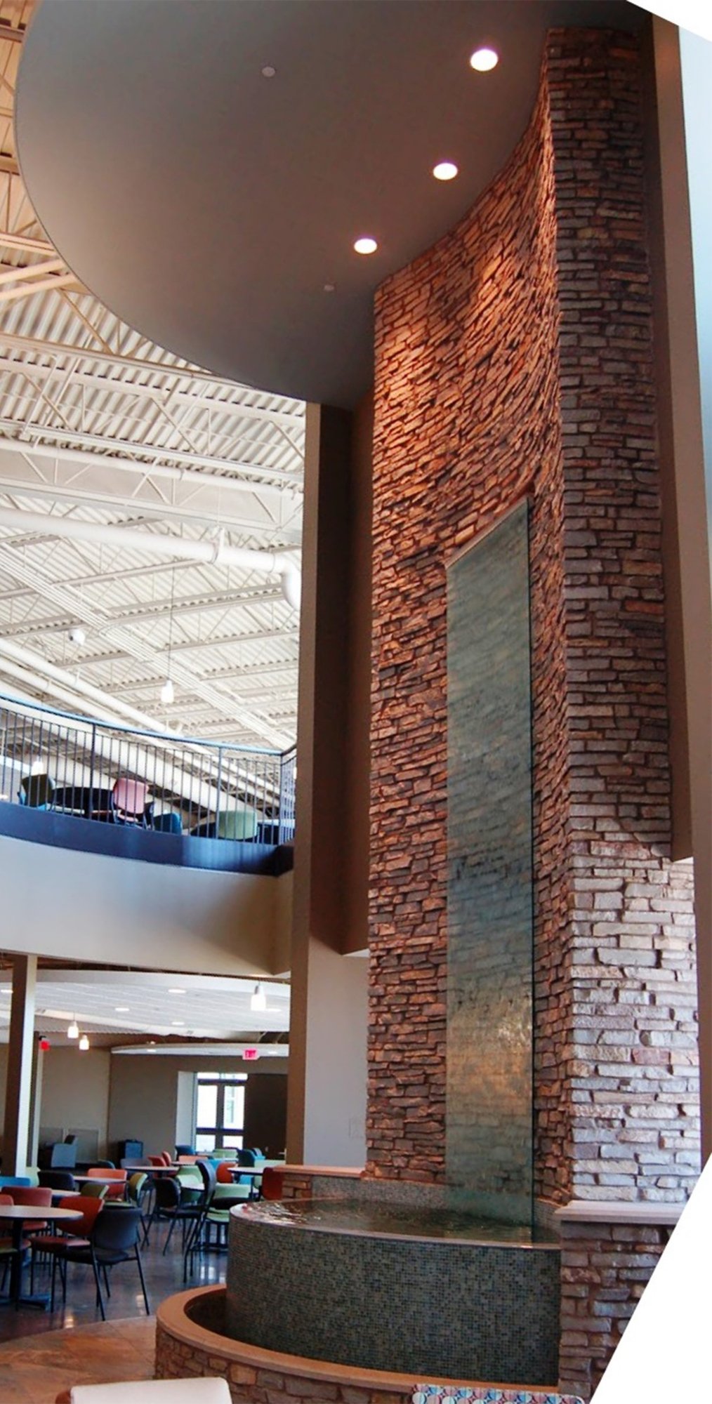 Glass Water Features 33 Frameless Glass Water Wall at Eastview Church in Normal Illinois