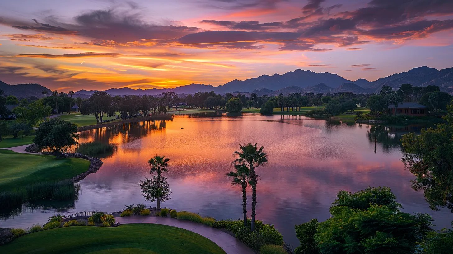 Explore Unique Glass Wall Options for Any Room 3 a vibrant sunset paints the sky in hues of orange and purple, casting a warm glow over a tranquil lake surrounded by lush greenery and towering mountains in the background.