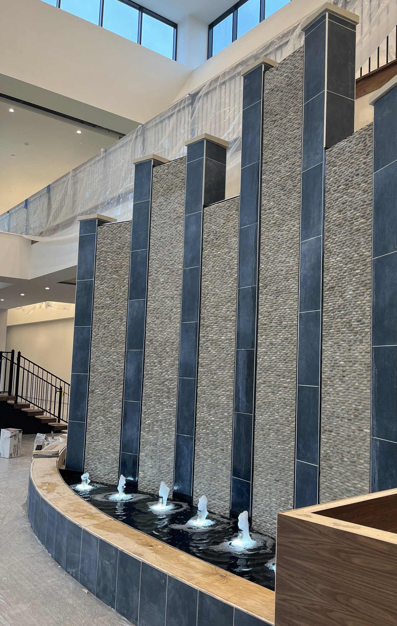 Water Walls 40 Tile Water Walls with Reflection Pool and Bubbler Jets for Hudsonville Ice Cream Headquarters in Holland Michigan 2