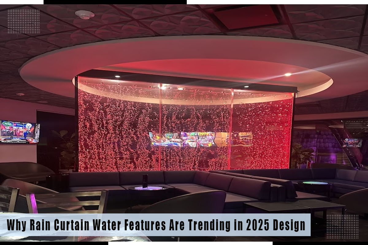 Custom bubble wall fountain by Midwest Tropical, showcasing elegant water features to enhance any space's ambiance.