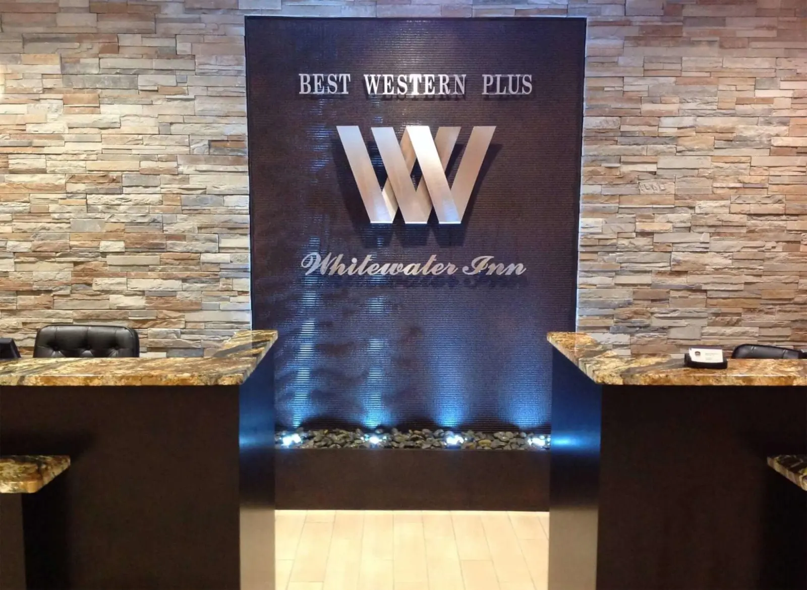 Acrylic Water Features 78 Brown Copper Scored Acrylic with Logo afor Best Western Plus Whitewater Inn Harrison Ohio 1