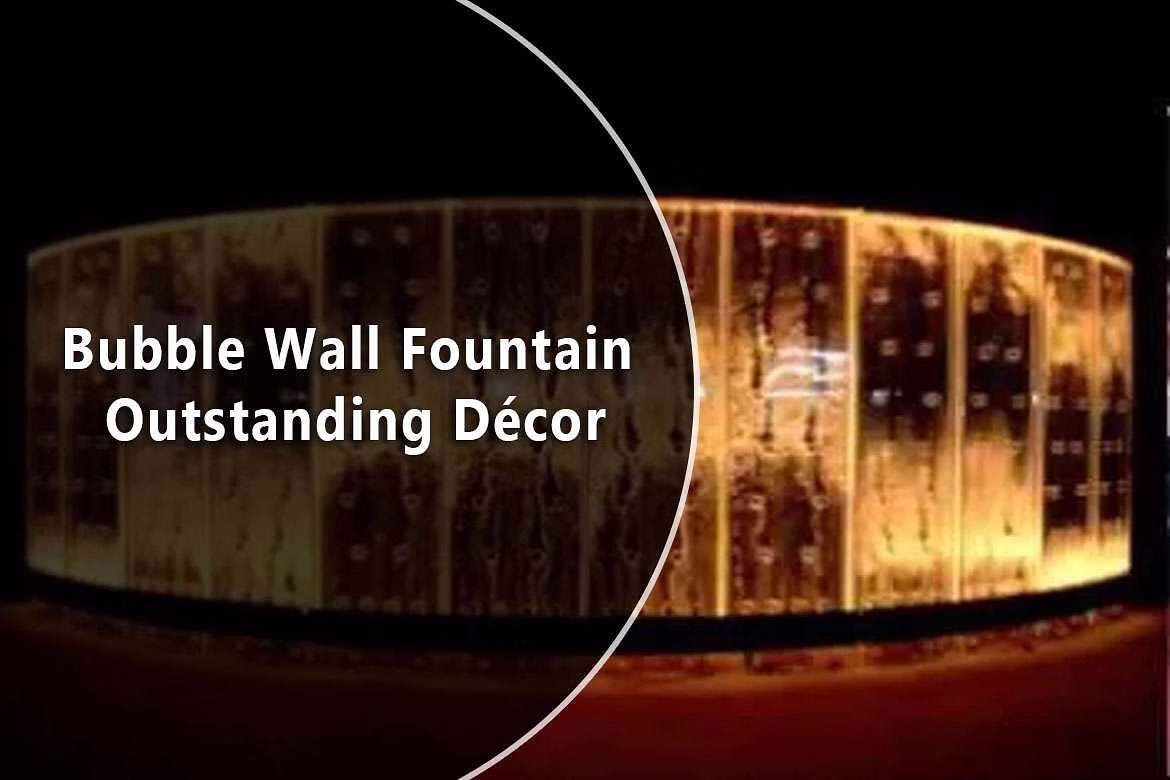Bubble wall fountain featuring illuminated bubbles, showcasing outstanding décor for indoor and outdoor spaces, emphasizing decorative water features.