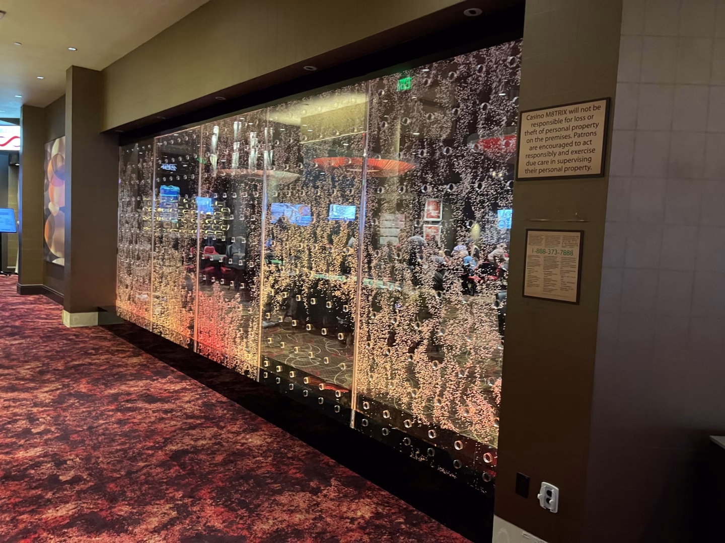 Bubble Wall-Swirley Rod Style-at Casino M8trix in San Jose, California Bubble Wall-Swirley Rod Style-at Casino M8trix in San Jose, California